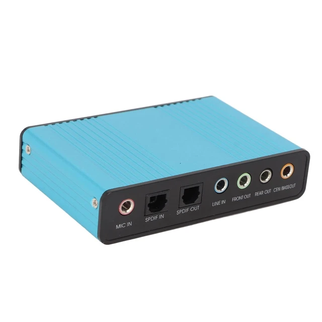 Alt view image 11 of 12 - 5.1 Channel USB Sound Card, Analog Play Recording External Sound Card for PC Laptop Computer with Multiple Interfaces, 48kHz Sampling Rate (Blue)
