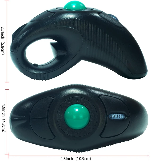 Alt view image 12 of 12 - YUMQUA Finger Handheld Mouse, Trackball Mouse Wireless, 2.4GHz USB Wireless Fingertip with Roller Ball Hand Held Air Mice Track Ball Thumb Ring Mice for PC Laptop Mac Computer