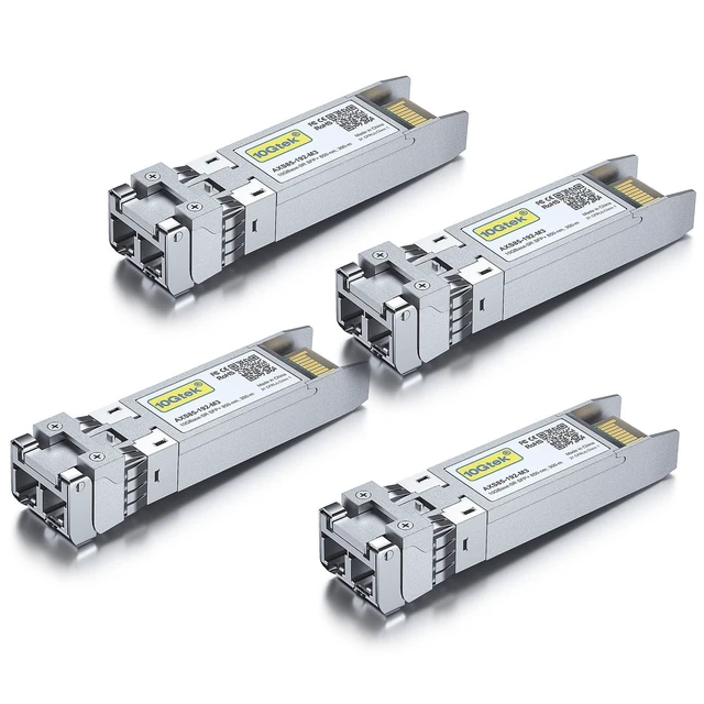 Alt view image 8 of 10 - 10Gtek 10GBase-SR SFP+ LC Transceiver, 10G 850nm Multimode SFP Module, up to 300 Meters, for Cisco SFP-10G-SR, Meraki MA-SFP-10GB-SR, Ubiquiti UniFi UF-MM-10G, Fortinet, Mikrotik and More, Pack of 4