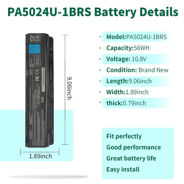 Alt view image 7 of 10 - PA5024U-1BRS Battery for Toshiba Satellite S75 P75-A7200 P75-A7100 S855-S5378 S855D-S5148 C75D C875 C850 L800 C55T-A C55-A5220 C55-A5300 C55-A5302 C55-A5390 P875 PA5026U-1BRS - 12 Month Warranty