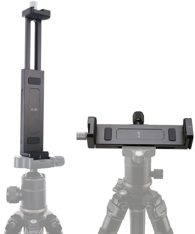 Alt view image 8 of 10 - FocusFoto Aluminum Tablet Holder Tripod Mount Adapter, Universal Metal Clamp Bracket with Cold Shoe Mount, 1/4 inch Screw Thread and Acra Swiss Rail for iPad Pro/Mini/Air/Surface Pro/iPhone/Galaxy Tab