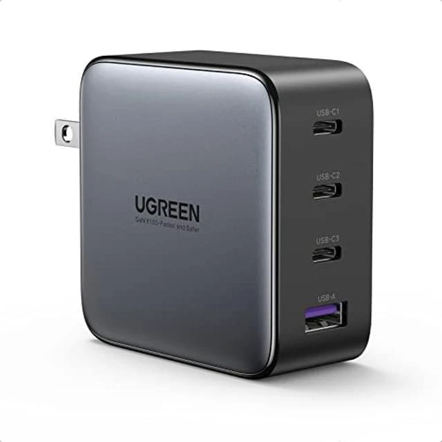 Alt view image 6 of 10 - UGREEN 100W USB C Multiport Charger - 4 Port USB Charging Station GaN Fast Charger Power Adapter Compatible with MacBook Pro/Air, Dell XPS, iPad Mini/Pro, iPhone 13/13 Pro Max/iPhone 12, Galaxy S21