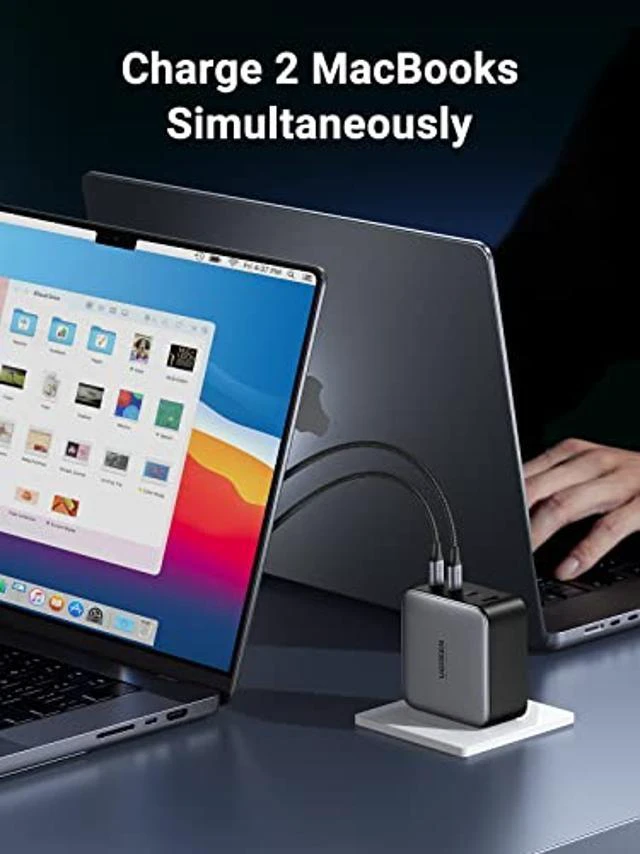 Alt view image 8 of 10 - UGREEN 100W USB C Multiport Charger - 4 Port USB Charging Station GaN Fast Charger Power Adapter Compatible with MacBook Pro/Air, Dell XPS, iPad Mini/Pro, iPhone 13/13 Pro Max/iPhone 12, Galaxy S21
