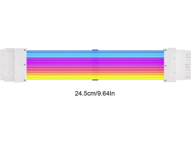 Alt view image 12 of 14 - RGB PSU Cables,ARGB Motherboard Power Supply Cable,24 Pin Sleeved Cable Extension Kit,Strimer Extension Cable Kit 5V 3Pin Synchronized,Customed White PC Chassis(White Connector A Style)