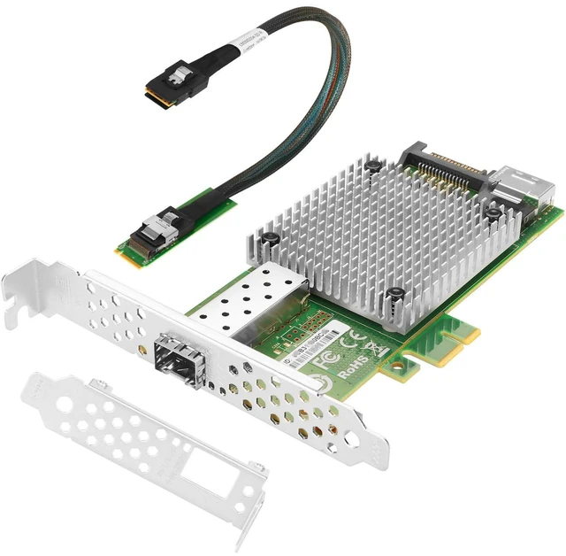 Alt view image 6 of 10 - Euqvos M.2 to 10Gb Ethernet Network Card, Single SFP+ Port, Intel 82599 Chip, M.2 + M Key + SFF 8087, 100/1000/10000 Mbps, with 0.35m(1.1ft) Cable, 10 Gigabit NIC for Windows/Windows Server/Linux