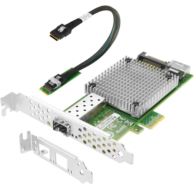 Alt view image 8 of 10 - Euqvos M.2 to 10Gb Ethernet Network Card, Single SFP+ Port, Intel 82599 Chip, M.2 + M Key + SFF 8087, 100/1000/10000 Mbps, with 0.35m(1.1ft) Cable, 10 Gigabit NIC for Windows/Windows Server/Linux