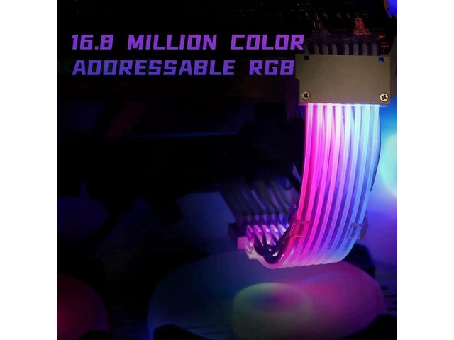Alt view image 14 of 14 - RGB PSU Cables,ARGB Motherboard Power Supply Cable,24 Pin Sleeved Cable Extension Kit,Strimer Extension Cable Kit 5V 3Pin Synchronized,Customed White PC Chassis(White Connector A Style)