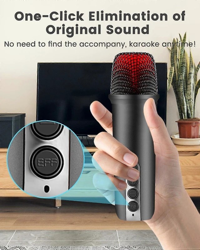 Alt view image 10 of 10 - Ecocleanpath Portable Bluetooth Karaoke Machine with 2 Wireless Mics, Voice Change, One-Click Vocal Cancel, Party Lights