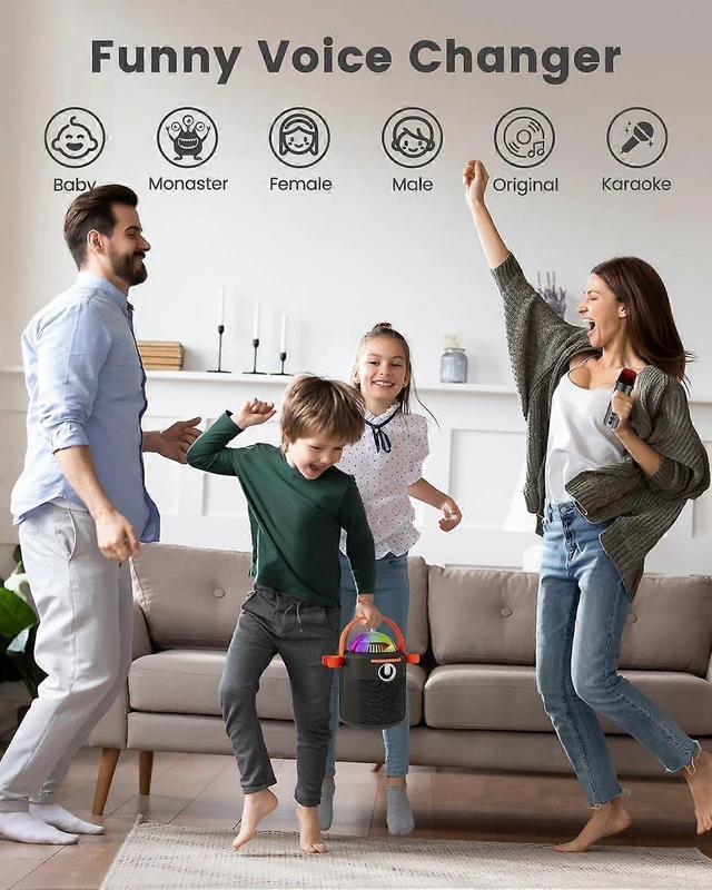 Alt view image 9 of 10 - Ecocleanpath Portable Bluetooth Karaoke Machine with 2 Wireless Mics, Voice Change, One-Click Vocal Cancel, Party Lights