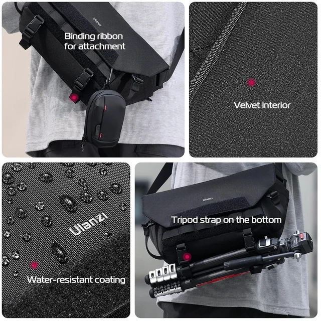 Alt view image 14 of 14 - VoltSync BC08 Sling Camera Case with Tripod Holder, Small Compact Camera Tactical Shoulder Bags for DSLR/SLR/Mirrorless Cameras, Water-Resistant Crossbody Bag Women Men, Black