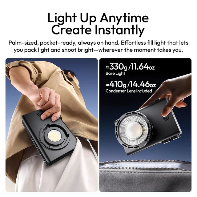 Alt view image 11 of 12 - VoltSync C01 100W COB Video Light Bi-Color 2700K-6500K Continuous Output Lighting 14500 Lux Portable LED Light Supports PD 3.0 Fast Charge Mini Bowens Mount for Studio Outdoor TVC & Live Stream