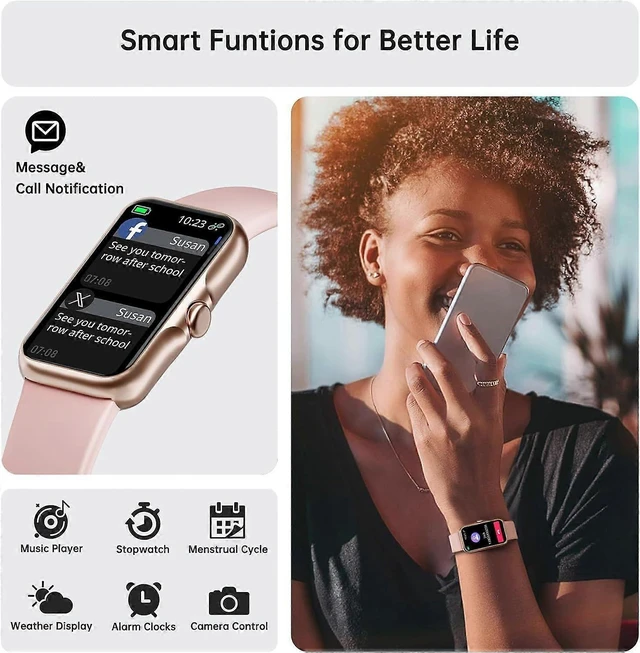 Alt view image 7 of 10 - Ecocleanpath Smart Watch with 24/7 Heart Rate & Blood Oxygen, Sleep Tracker, IP68 Waterproof, 100+ Dials (Black)