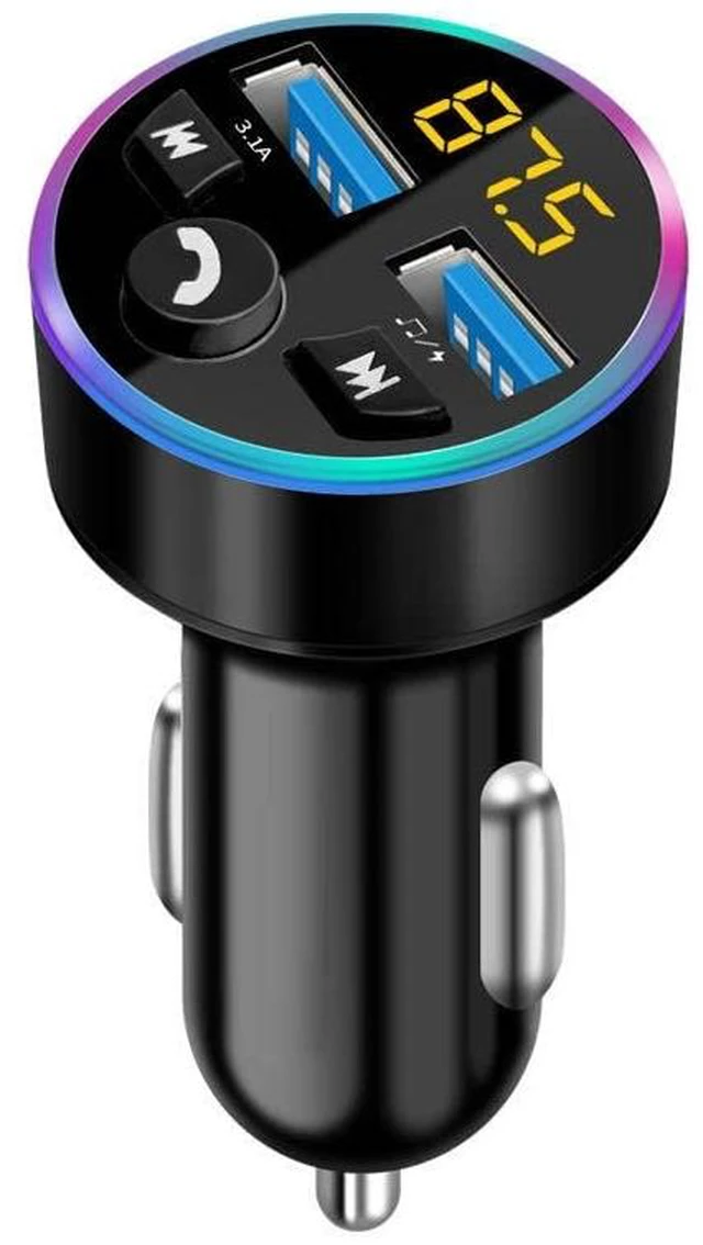 Alt view image 6 of 10 - FM Transmitter, Bluetooth 5.0 Car Radio Audio Adapter MP3 Player With Dual USB Charger for Phone and Tablets