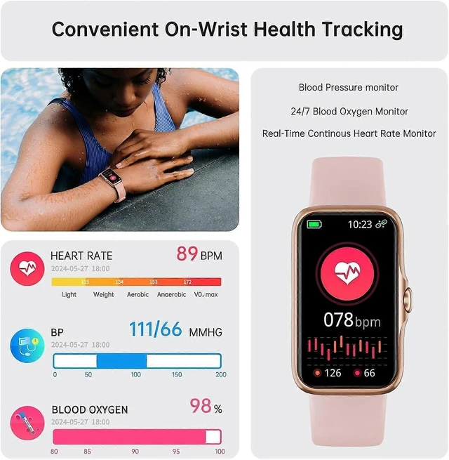 Alt view image 9 of 10 - Ecocleanpath Smart Watch with 24/7 Heart Rate & Blood Oxygen, Sleep Tracker, IP68 Waterproof, 100+ Dials (Black)