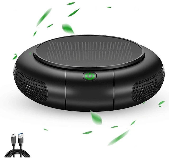 Alt view image 6 of 10 - Ecocleanpath Solar & USB Air Purifier, 1200mAh Battery, Dual Mode for Car & Desktop, 3-Stage Filtration, 26dB Quiet