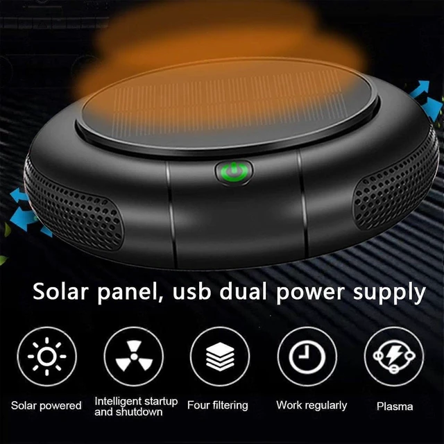 Alt view image 10 of 10 - Ecocleanpath Solar & USB Air Purifier, 1200mAh Battery, Dual Mode for Car & Desktop, 3-Stage Filtration, 26dB Quiet