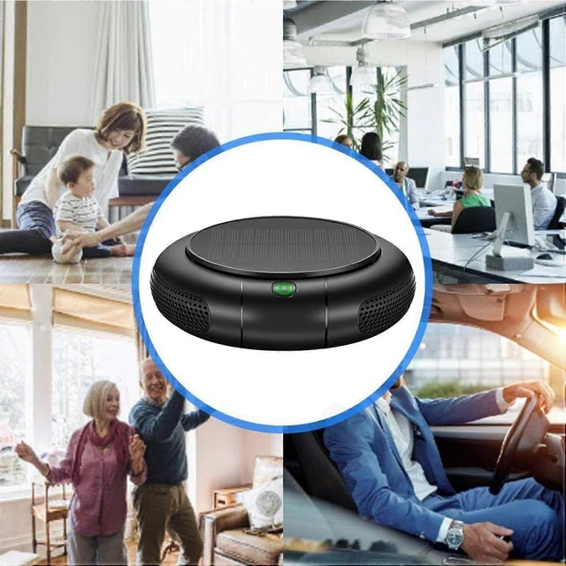 Alt view image 8 of 10 - Ecocleanpath Solar & USB Air Purifier, 1200mAh Battery, Dual Mode for Car & Desktop, 3-Stage Filtration, 26dB Quiet