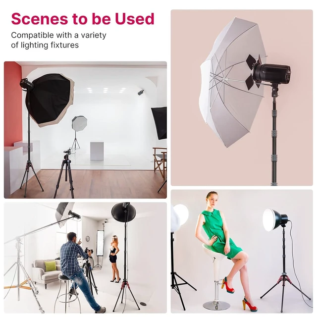 Alt view image 9 of 14 - VoltSync Light Stand Carbon Fiber MT-49, Adjustable Tripod Stand for Photography with Phone Clip, 194cm/76.4inch Studio Sturdy Tripod for Speedlight Flash Softbox Strobe Light Camera with Carrying Bag