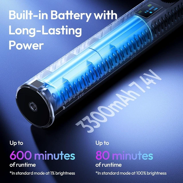 Alt view image 10 of 12 - VoltSync B15RGB Magnetic RGB Light Wand - Handheld LED Video Light Stick with Diffuser, 3300mAh 1800-9000K 20 Effect Dimmable Camera Tube Light for Video Recording Studio Photography TikTok YouTube Vl