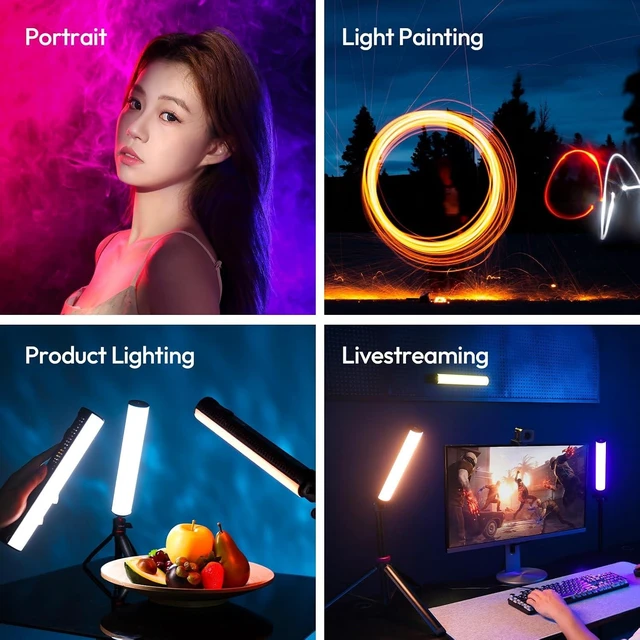 Alt view image 11 of 12 - VoltSync B15RGB Magnetic RGB Light Wand - Handheld LED Video Light Stick with Diffuser, 3300mAh 1800-9000K 20 Effect Dimmable Camera Tube Light for Video Recording Studio Photography TikTok YouTube Vl