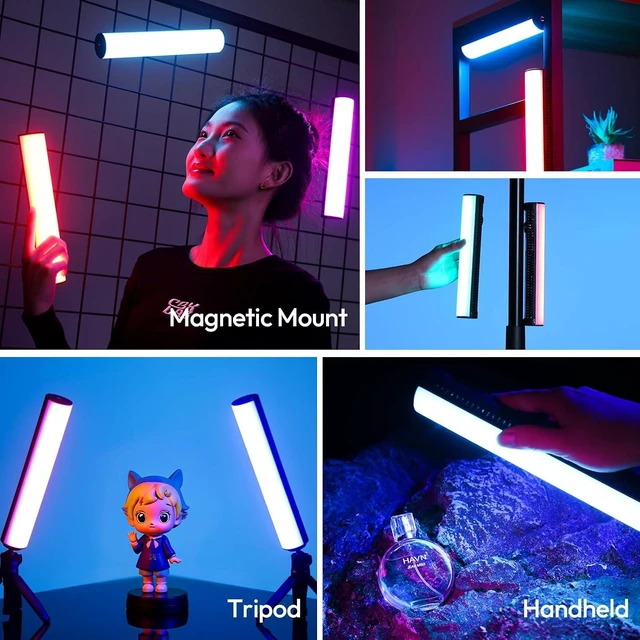 Alt view image 12 of 12 - VoltSync B15RGB Magnetic RGB Light Wand - Handheld LED Video Light Stick with Diffuser, 3300mAh 1800-9000K 20 Effect Dimmable Camera Tube Light for Video Recording Studio Photography TikTok YouTube Vl