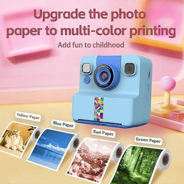 Alt view image 10 of 10 - Ecocleanpath A30 Kids Instant Print Camera 2400W Pixel, 2.4" IPS Screen, 1080P Video, 32GB TF Card (Purple)