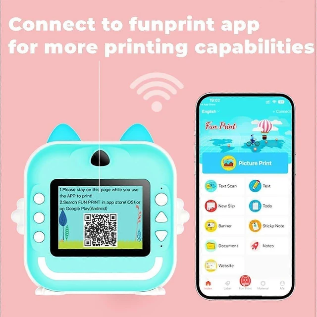Alt view image 9 of 10 - Ecocleanpath Kids Instant Print Camera - 1080P HD, 2.4" LCD, 32G SD Card, Rechargeable (Green)