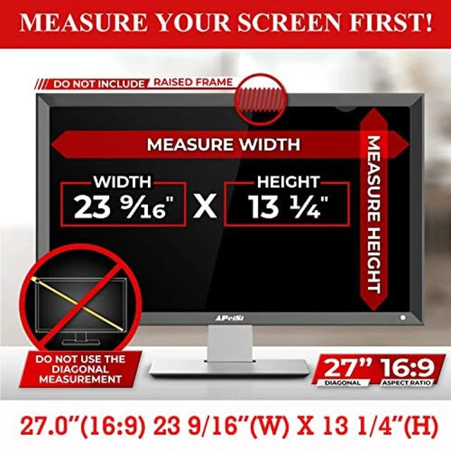 Alt view image 7 of 10 - APeiSi 27 Inch Computer Privacy Screen Filter for 16:9 Widescreen Monitor - Privacy Filter,Anti-Glare and Anti-Blue light Screen Protector