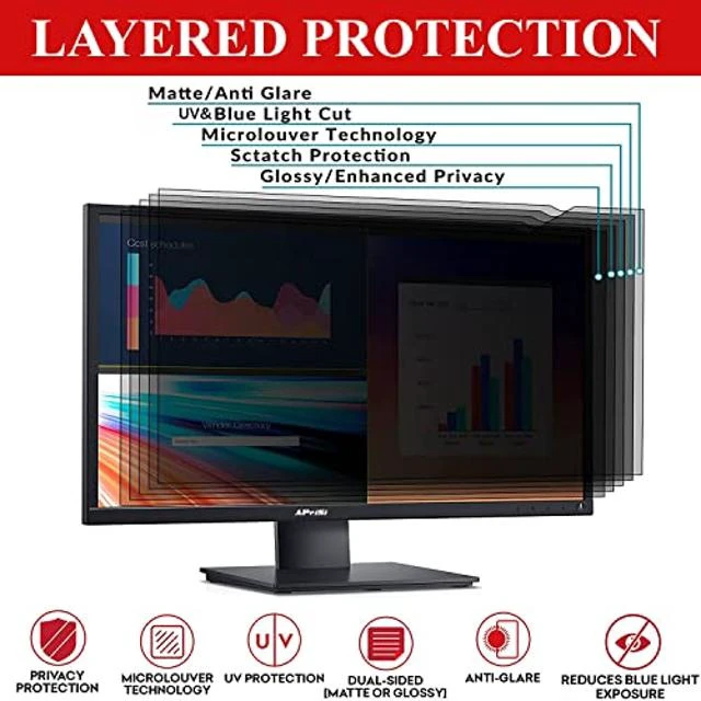 Alt view image 9 of 10 - APeiSi 27 Inch Computer Privacy Screen Filter for 16:9 Widescreen Monitor - Privacy Filter,Anti-Glare and Anti-Blue light Screen Protector