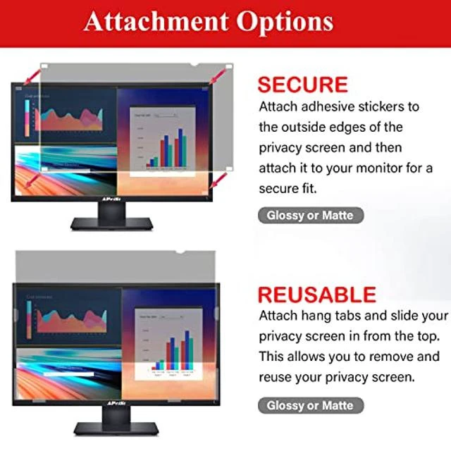 Alt view image 8 of 10 - APeiSi 27 Inch Computer Privacy Screen Filter for 16:9 Widescreen Monitor - Privacy Filter,Anti-Glare and Anti-Blue light Screen Protector
