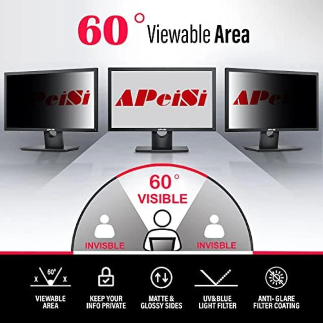 Alt view image 10 of 10 - APeiSi 27 Inch Computer Privacy Screen Filter for 16:9 Widescreen Monitor - Privacy Filter,Anti-Glare and Anti-Blue light Screen Protector