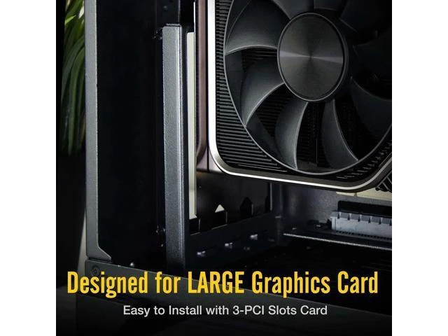 Alt view image 13 of 14 - Vertical PCIe 4.0 GPU Mount Bracket Graphic Card Holder with 5V 3 Pin ARGB LED Module, Video Card VGA Support Kit with PCIe 4.0 X16 Gen4 17cm/6.69in Riser Cable 90 Degree Right Angle (Black)