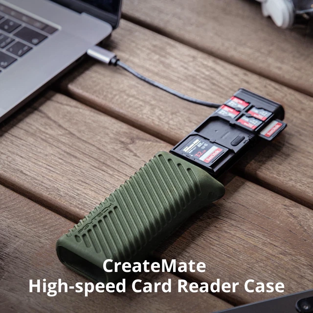 Alt view image 7 of 10 - PGYTECH CreateMate High-Speed SD Card Reader USB 3.1 Type-C SD/TF Card Carrying Case Holder for Cameras, Smartphones, Drones, Action Cameras(Green, for SD/Micro SD)