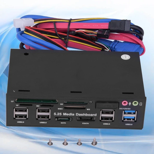 Alt view image 9 of 10 - 5.25inch Media Dashboard Multi Function USB 3.0 Hub TF M2 SD MS Card Reader Desktop Front I/O Panel Front Panel Internal Card Reader, (M2 / TF/SD/MMC/MS/CF)