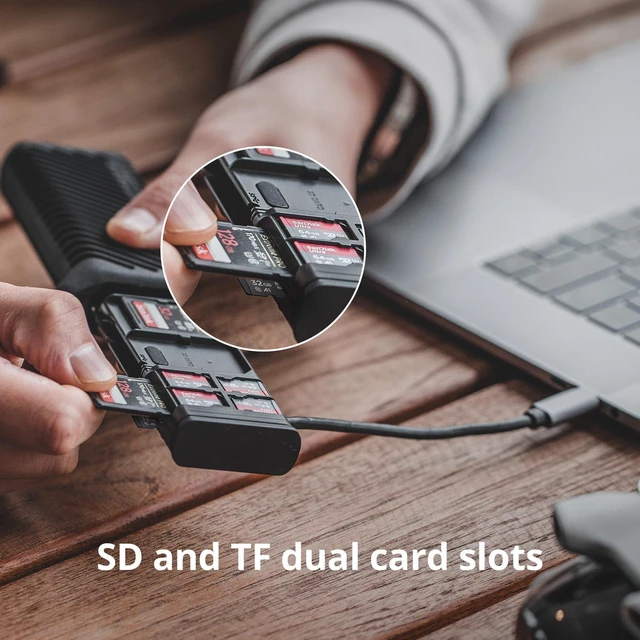 Alt view image 9 of 10 - PGYTECH CreateMate High-Speed SD Card Reader USB 3.1 Type-C SD/TF Card Carrying Case Holder for Cameras, Smartphones, Drones, Action Cameras(Green, for SD/Micro SD)