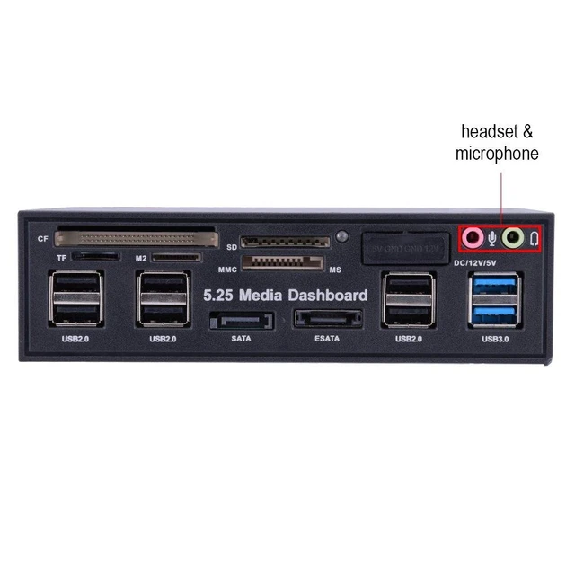 Alt view image 8 of 10 - 5.25inch Media Dashboard Multi Function USB 3.0 Hub TF M2 SD MS Card Reader Desktop Front I/O Panel Front Panel Internal Card Reader, (M2 / TF/SD/MMC/MS/CF)