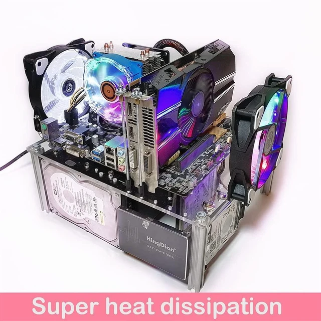 Alt view image 9 of 10 - PC Open Chassis Stackable Computer Case Heat Dissipation Acrylic MATX ITX Motherboard Test Bench Platform DIY Computer Case Transparent Support CPU Water Cooling