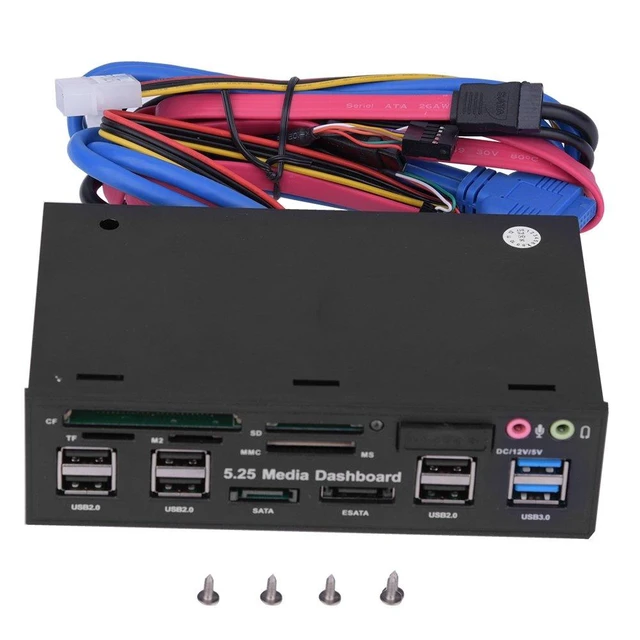Alt view image 6 of 10 - 5.25inch Media Dashboard Multi Function USB 3.0 Hub TF M2 SD MS Card Reader Desktop Front I/O Panel Front Panel Internal Card Reader, (M2 / TF/SD/MMC/MS/CF)