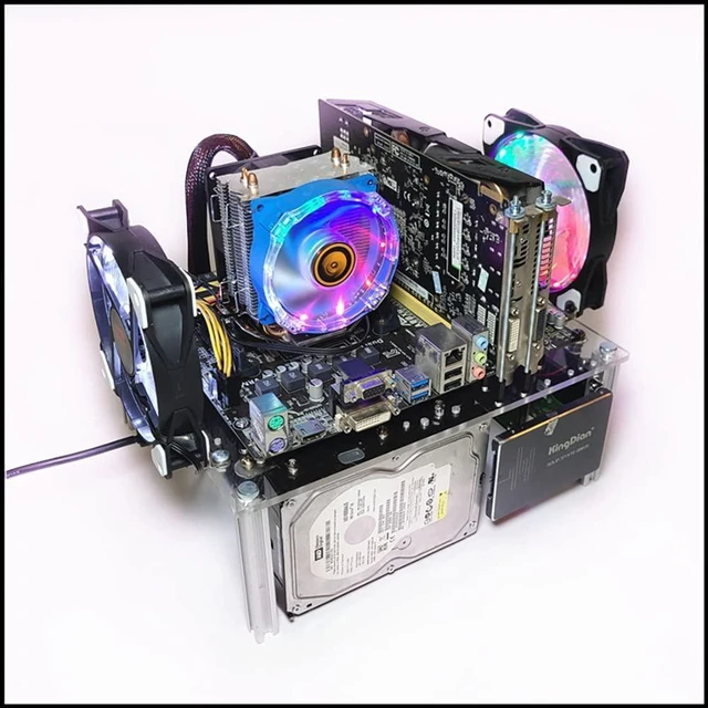 Alt view image 10 of 10 - PC Open Chassis Stackable Computer Case Heat Dissipation Acrylic MATX ITX Motherboard Test Bench Platform DIY Computer Case Transparent Support CPU Water Cooling
