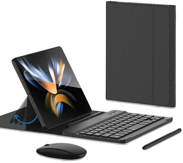 Alt view image 6 of 10 - for Samsung Galaxy Z Fold 7 6 5 Keyboard and Mouse, Portable Mini 7.9 inch Bluetooth Keyboard with Leather Case and Capacitive Pen, 4 in 1 Set for Z Fold7 6 Accessories