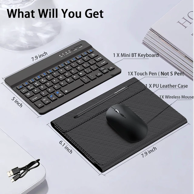 Alt view image 8 of 10 - for Samsung Galaxy Z Fold 7 6 5 Keyboard and Mouse, Portable Mini 7.9 inch Bluetooth Keyboard with Leather Case and Capacitive Pen, 4 in 1 Set for Z Fold7 6 Accessories