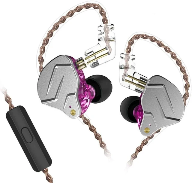 Alt view image 6 of 10 - KZ ZSN Pro Wired Earbuds in-Ear Headphones with 3.5mm Plug,Microphone with Built-in Remote to Control Music, Phone Calls,in-Ear Monitors with 2 Pin Detachable Tangle-Free Cable(Purple with Mic)