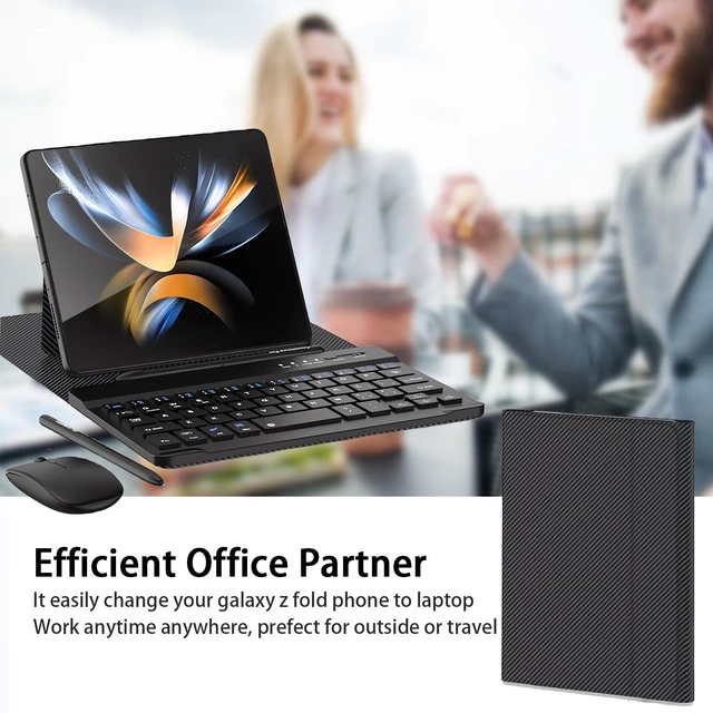 Alt view image 10 of 10 - for Samsung Galaxy Z Fold 7 6 5 Keyboard and Mouse, Portable Mini 7.9 inch Bluetooth Keyboard with Leather Case and Capacitive Pen, 4 in 1 Set for Z Fold7 6 Accessories