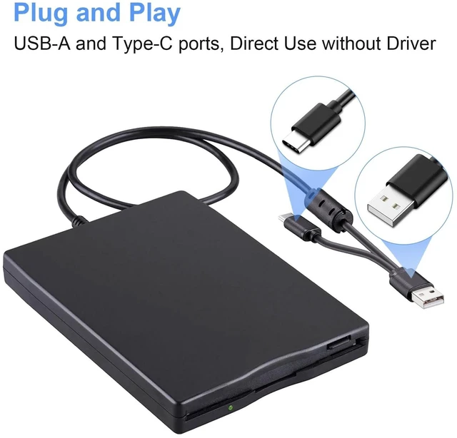 Alt view image 12 of 12 - Tendak Floppy Disk Reader, 3.5 inch External USB & Type-C 1.44MB FDD Floppy Disk Drive for Windows 11/10/8/7/2000/XP, Vista, PC, Laptop and Desktop, Plug and Play, Black