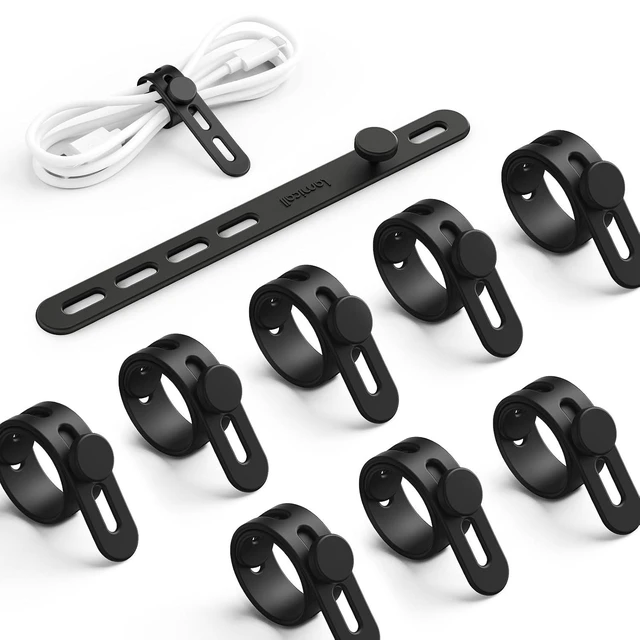Alt view image 2 of 2 - 10 Pack Silicone Cable Ties Cord Organizer - Wire Management Wraps