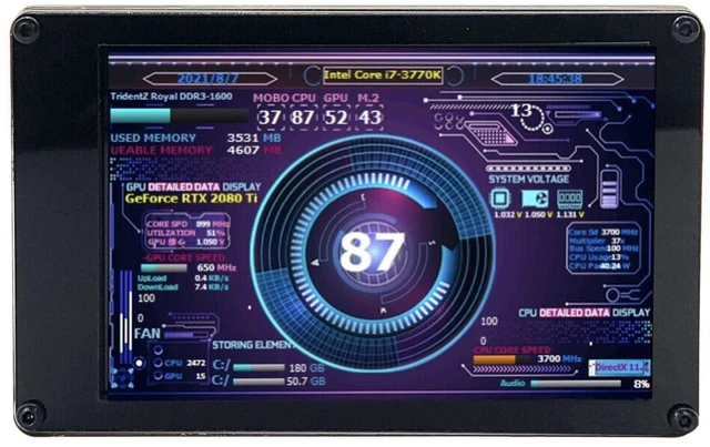 Alt view image 11 of 12 - 3.5 Inch PC Sensor Panel Display,Computer Temp Monitor, Mini Screen Temperature Display PC CPU Data Monitor for PC CPU RAM Data, 360 Degree Rotation Sub Screen for Computer Case, Computer Temp Mo