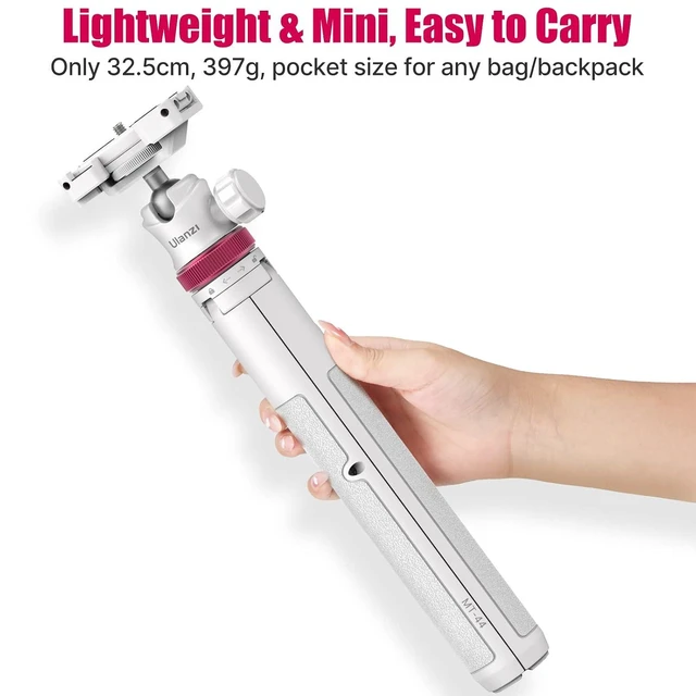 Alt view image 12 of 14 - VoltSync MT-44 Extendable Phone Tripod, 59" Selfie Stick Portable Vlog Tripod Stand with 2 in 1 Phone Clip 1/4" Screw, 360° Ball Head Camera Tripod for DJI Pocket Sony Canon Action Fujifilm, White
