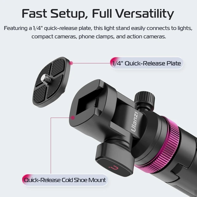 Alt view image 10 of 14 - VoltSync MT-89 Extendable Tripod Aluminum, 82" Portable Adjustable Light Stand with 1/4" Screw Quick Release, Camera Phone Tripod for Camera Video Light Smartphone, Lightweight for Travel,Up Load 2.2L