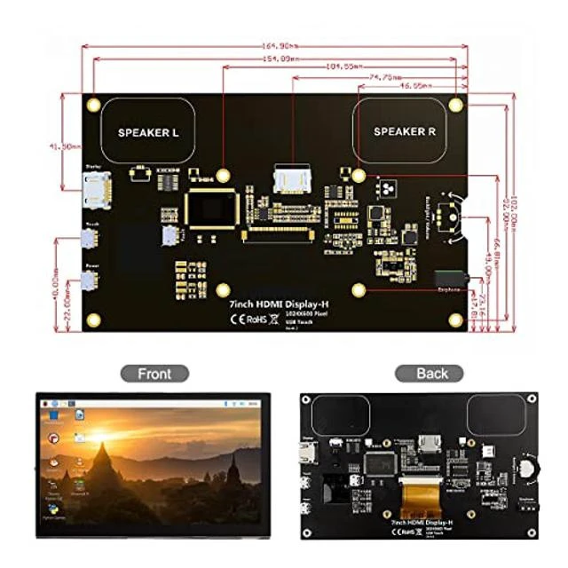 Alt view image 10 of 10 - ELECROW Raspberry Pi Monitor 7 Inch Touchscreen IPS Display 1024x600 USB Powered HDMI Monitor for Raspberry Pi Banana Pi BB Black Jetson Nano Win PC