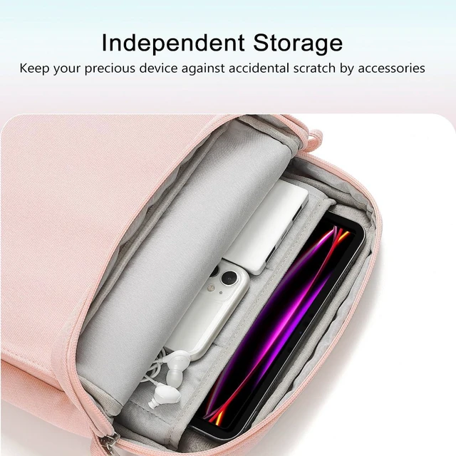 Alt view image 9 of 10 - TiMOVO 13 Inch Tablet Sleeve Handbag with Shoulder Strap for iPad Air 13" M3 2025, iPad Pro 13", iPad Pro 12.9", Galaxy Tab S9+/S9 Plus/S10+/S10 Plus/S9 FE+/S9 FE Plus 12.4", Pink